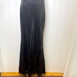 Maniju Glamorous Black Sequin Maxi Skirt